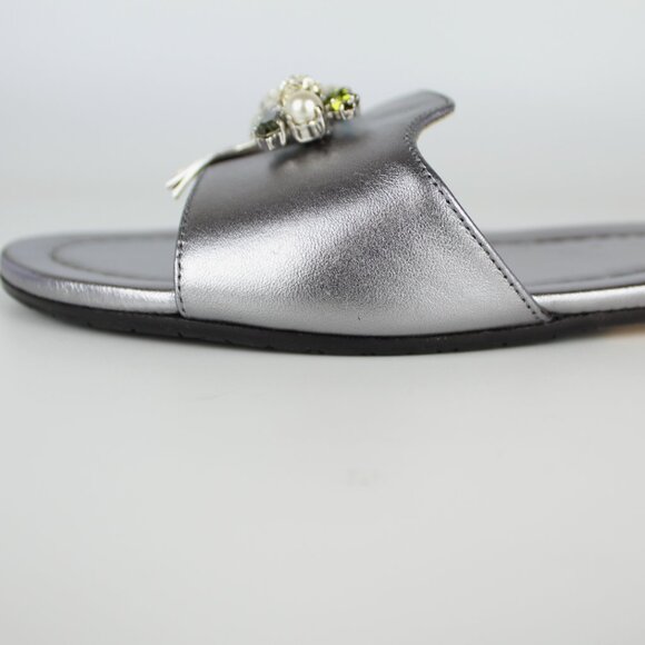 NEW JIMMY CHOO Embellished Metallic Slides - Flats for Resort, Events or Bridal - Picture 11 of 16